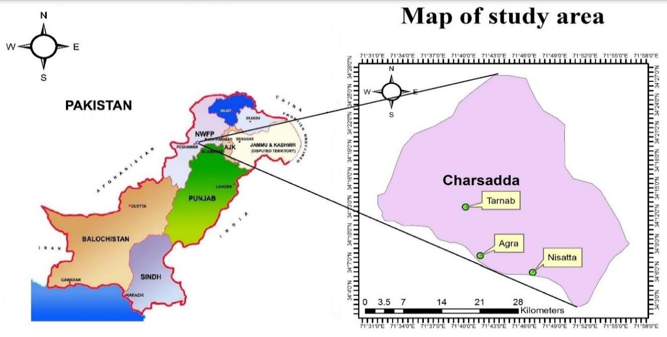 Map of study area, Charsadda, Pakistan