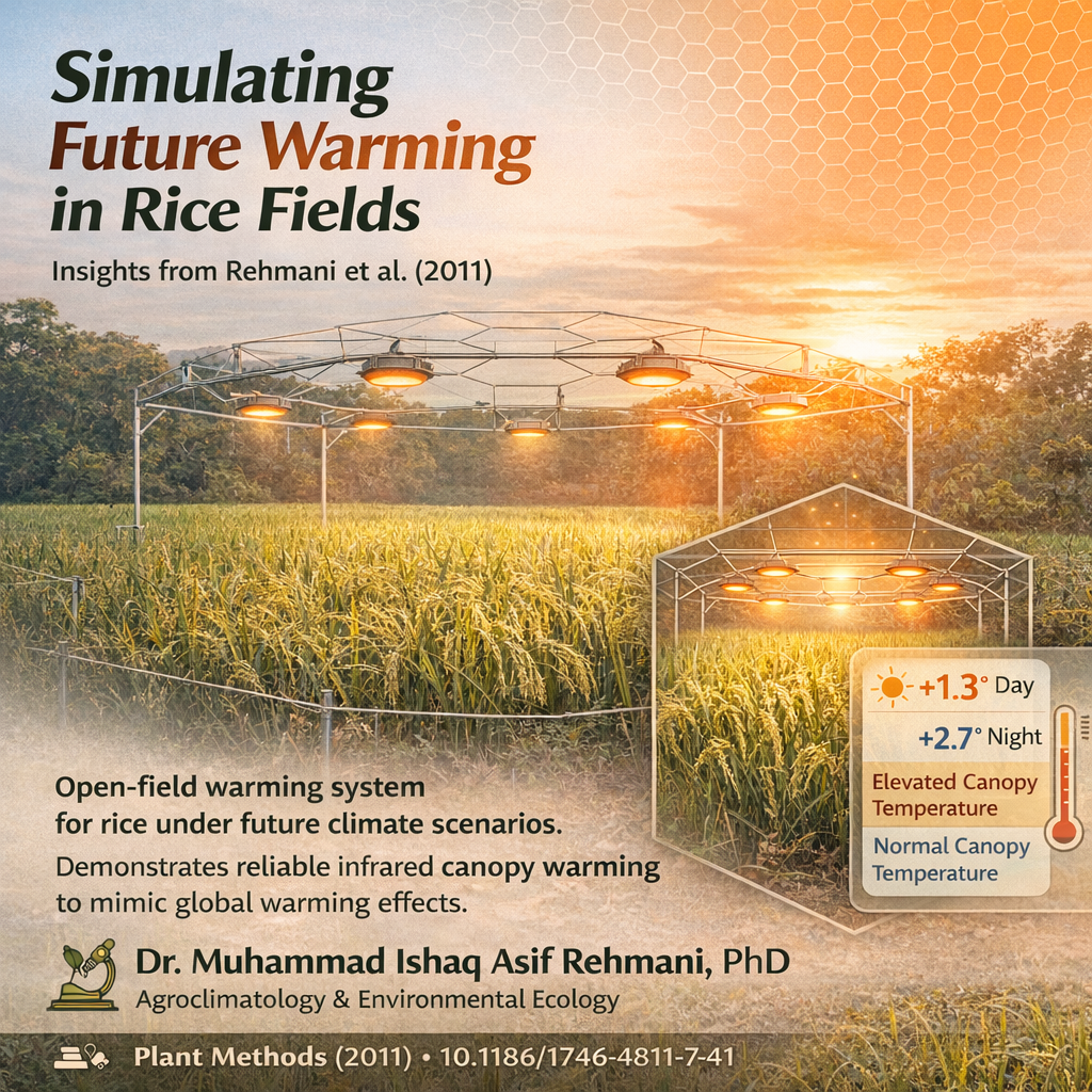 Rehmani et al., 2011, Simulation, future global warming scenarios, rice paddies, open-field warming, Free-Air Temperature Enhancement facility