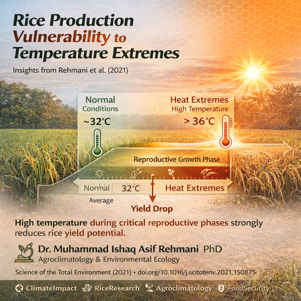 Rehmani et al., 2021, Vulnerability of rice production, temperature extremes, rice reproductive stage, Yangtze River Valley, China