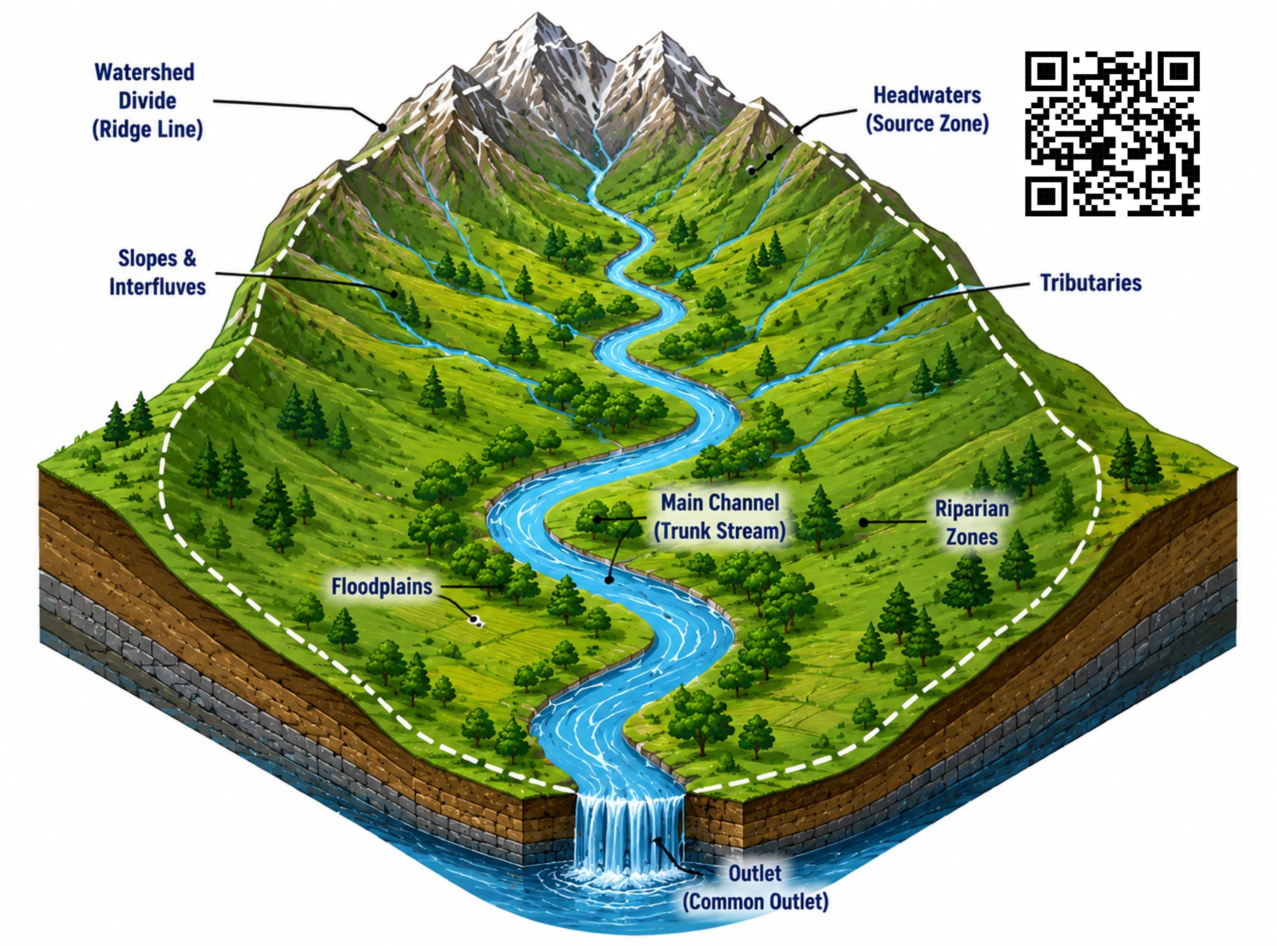 General structure and components of a watershed