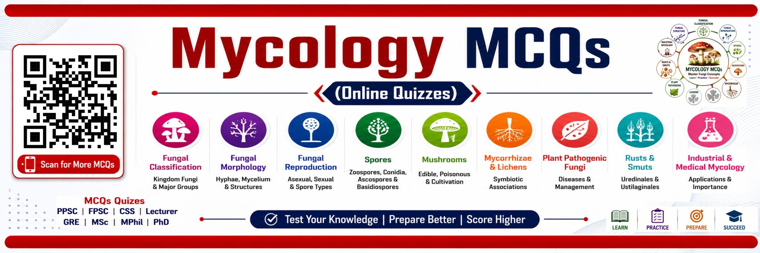 Mycology MCQs, Mycology objective questions, Important Mycology MCQs for Competitive Exams, Mycology MCQ Quizzes, Microbiology Quiz Series